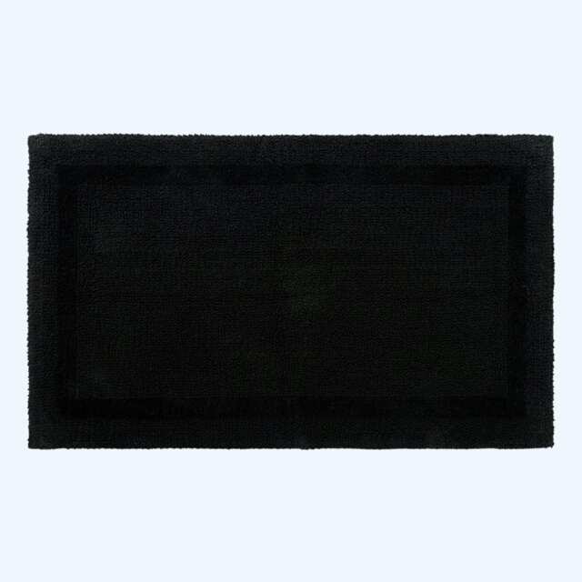 Homescapes Luxury Reversible Cotton Bath Mat Black 50 x 80 cm