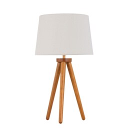 Voyage - Dark Oak Table Lamp or Bedside Light with Natural Linen Shade Brown Brown Large 1