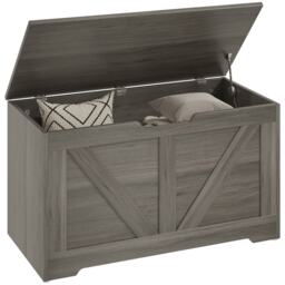HOMCOM Storage Trunk with 2 Safety Hinges, 80cm, Charcoal Grey Grey