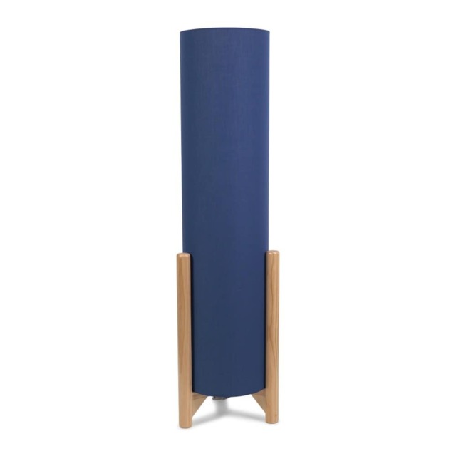 ValueLights Henry Wooden Base Midi Floor Lamp Tall Navy Shade and Bulb