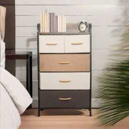 5 Fabric Drawer Bedroom Dresser With Large Drawers Brown Brown