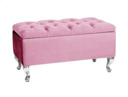 Londona 150cm Chesterfield Ottoman Storage Bench - Plush Velvet Shoe Bench - Pink Upholstery Footstool with Storage