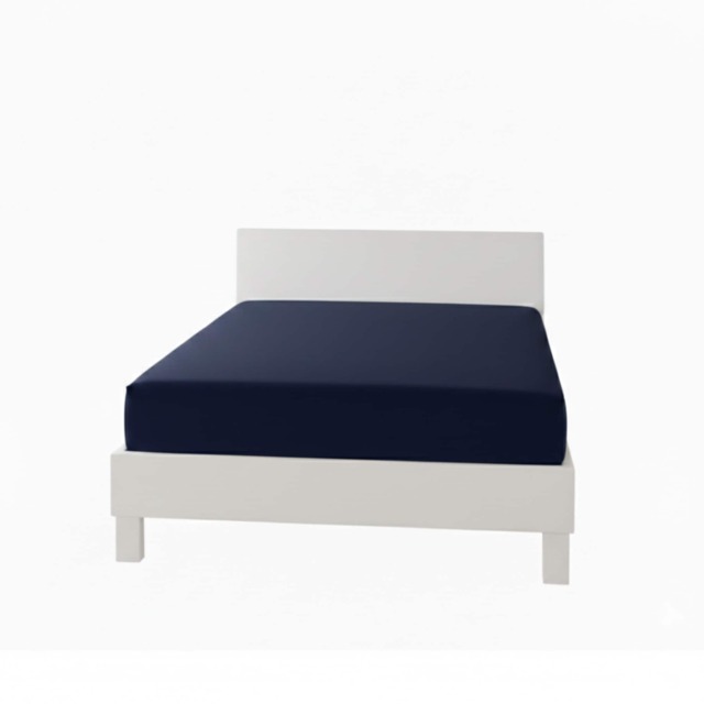 Polycotton Fitted Sheet Extra Deep 40cm Skirt Easy Care Blue Navy Blue Small Double