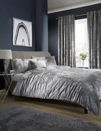 Crushed Velvet Duvet Set in Silver - Super King Silver Silver Super King