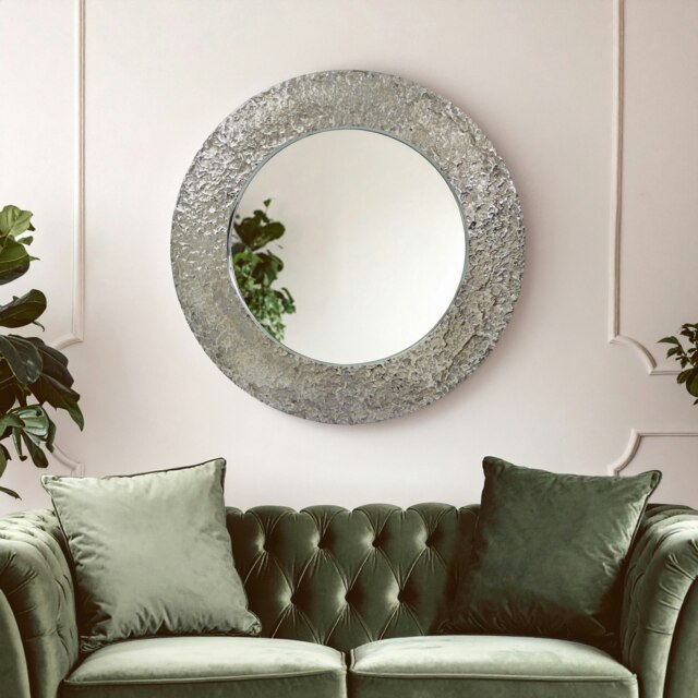 Akola Nickle Finish Round Wall Mirror Silver