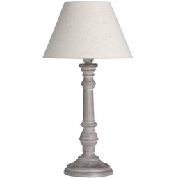 Pella Table Lamp - Linen - Wood - L20 x W20 x H38 cm - Beige - Grey