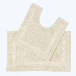 Homescapes Luxury Reversible Cotton Bath Mat Set - Natural Cream