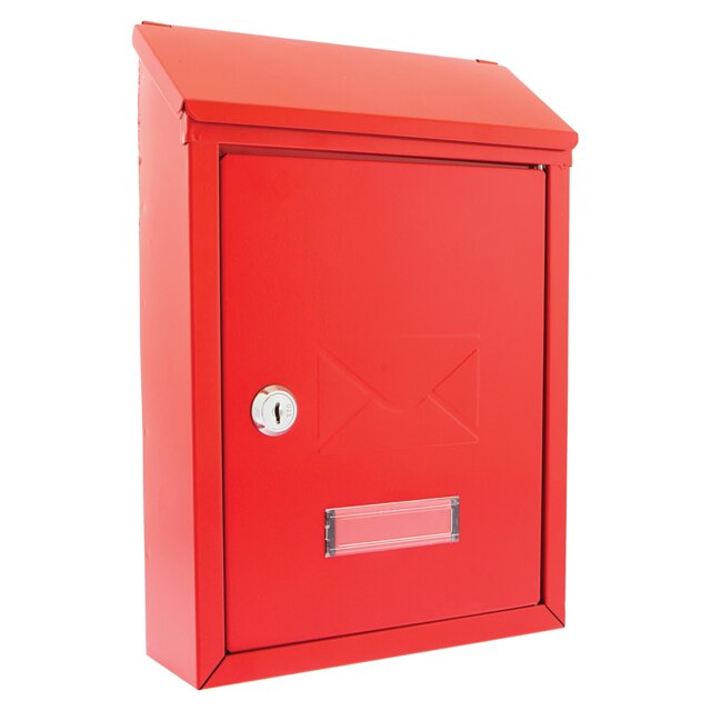 Burg-Wachter Red Avon Dual Entry Wall Mounted Galvanised Steel Lockable Weatherproof Post Box - 21x30x7cm Red Red