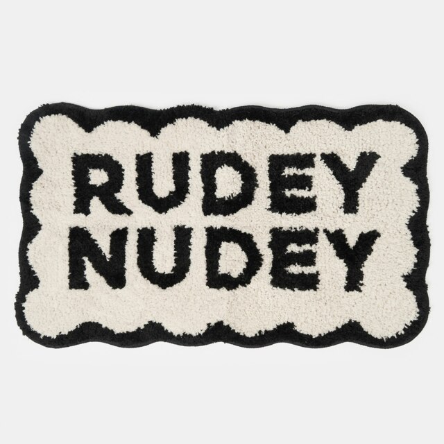 OHS Rudey Nudey Non-Slip Shaggy Tufted Textured Absorbent Shower Bath Mat Multi Monochrome 45 x 75cm