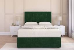 Sloomy Highbury Emerald Plush Divan Bed Base 2 Drawers Same Side With 26 Inch Strutted Headboard Green Emerald Small Double 1