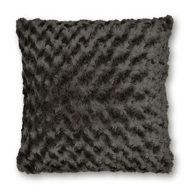 Fur Supersoft Rose Posy Cushion - 43cm x 43cm Grey Charcoal