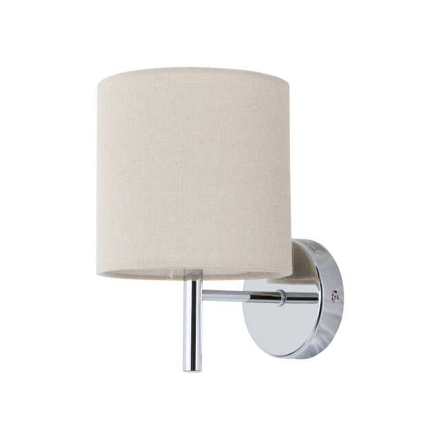 Brea - Chrome Wall Light with Natural Linen Shade Chrome Brown 1