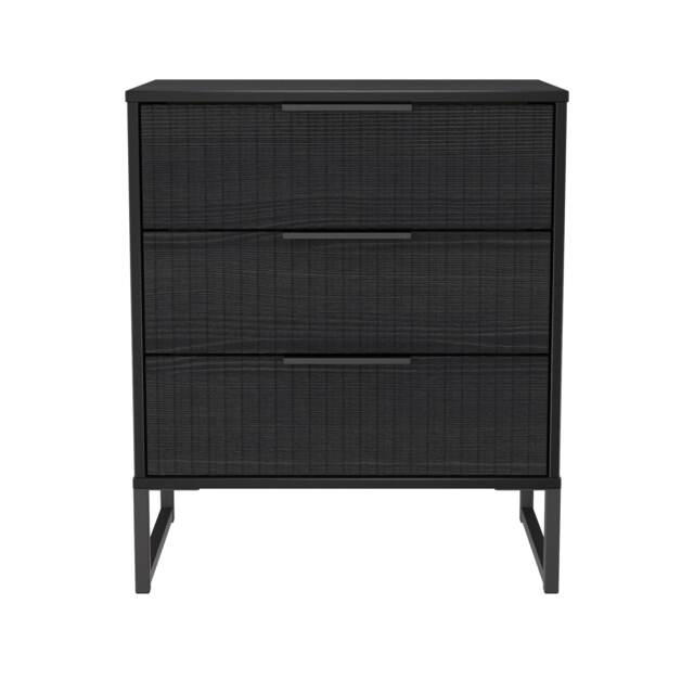 Menai 3 Drawer Midi Chest of Drawers in Black Ash (Ready Assembled) Black Black Ash