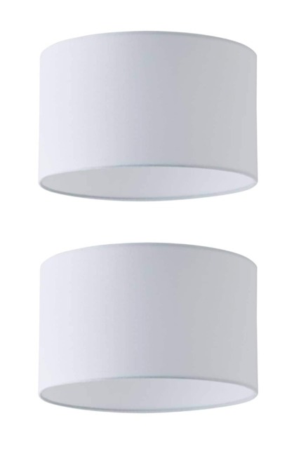ValueLights Reni Pair White Fabric Small Drum Ceiling Shades