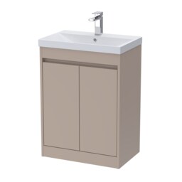 Balterley Chartley Contemporary Floor Standing 2 Door Vanity Basin Unit, Thin-Edge Basin, 600mm, Taupe