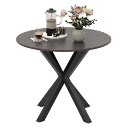 COSTWAY 90CM Wood Dining Table Round Kitchen Table for 2-4 People-Black