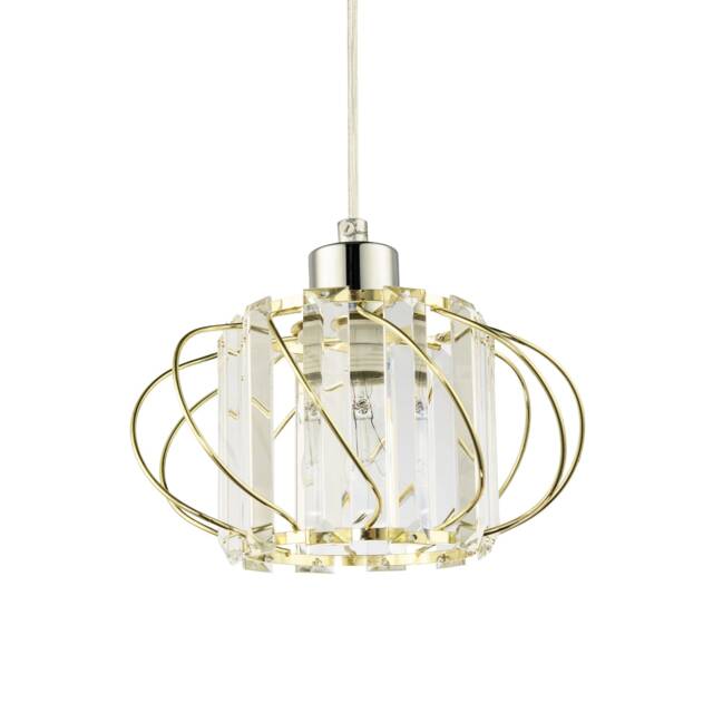 Modern Pendant Lamp Shade with Clear Acrylic Rectangular Prims and Gold Frame Gold Gold 1