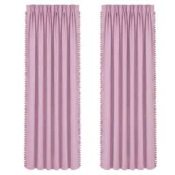 Pink Pom Pom Curtains Triple Layer Darkening Bedroom Decor 6 Hanging Options