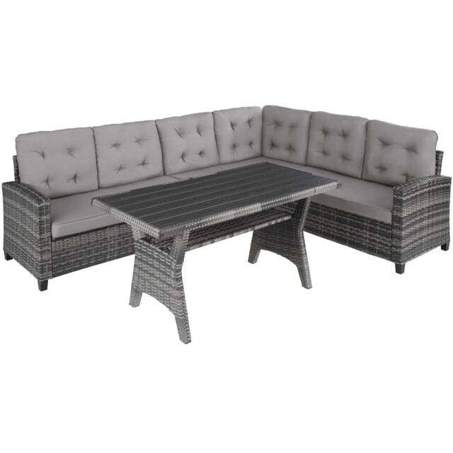 Garden Furniture Set Catania - for 6 people, weather-resistant, thick cushions Grey grey 120 x 65 x 73 cm 1