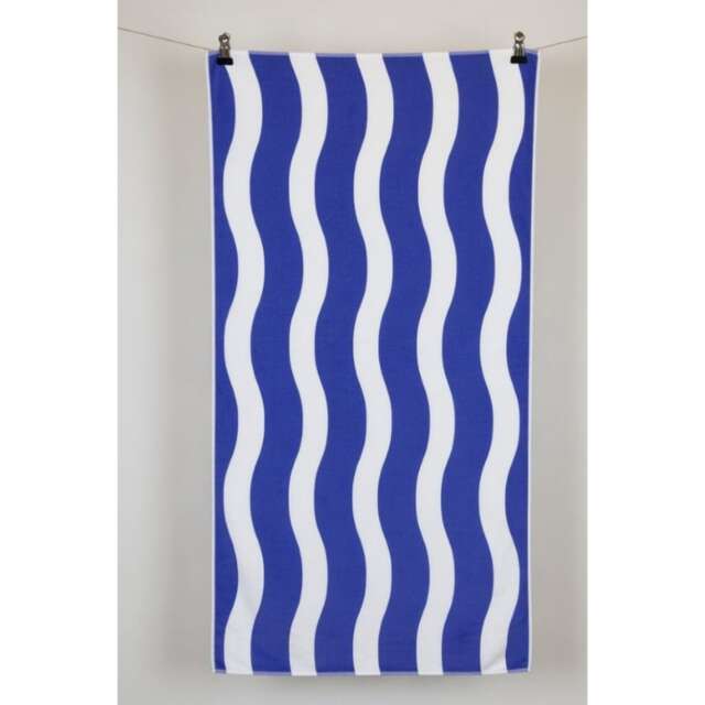 Dyzi Wavy Stripe Cotton Beach Towel Soft Absorbent Quick Dry 70x152cm