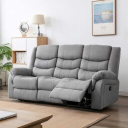 Seattle 3 Seater Fabric Manual Recliner Sofa (Grey)
