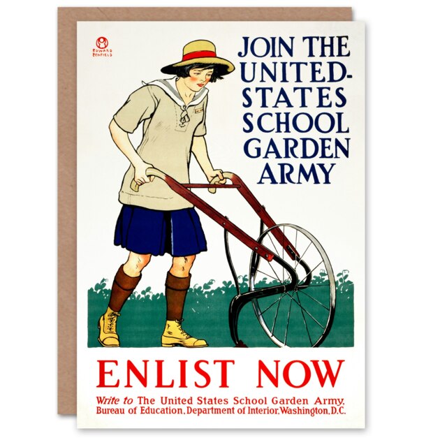 Edward Penfield Art Card United States School Garden Army