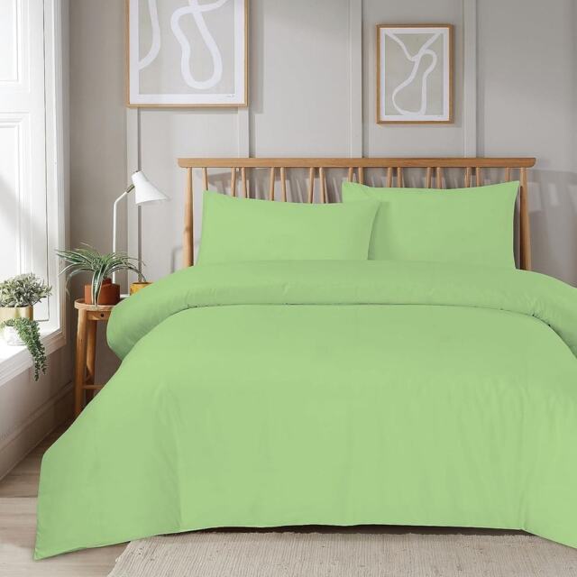 Super Soft Plain Duvet Set in Sage Green - Double Green Green Double