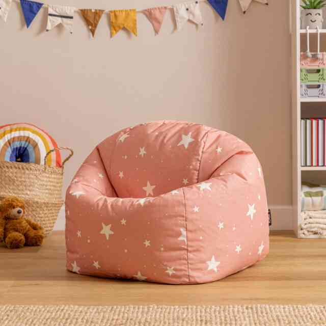 Kids Starry Skies Bean Bag Chair Pink Childrens Bean Bags Pink Pink 1