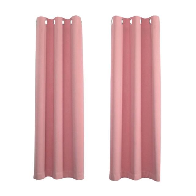 Pink Eyelet Curtains - Thermal Blackout Curtains - 46 x 54 Inch Drop - 2 Panel Pink One Size