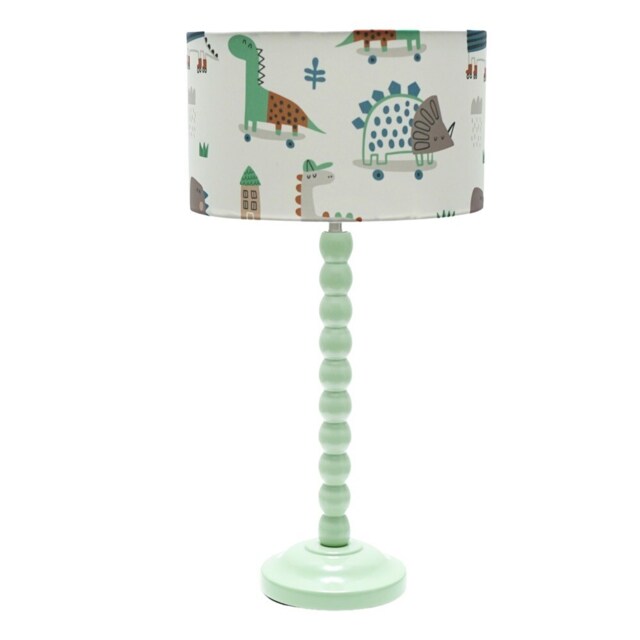ValueLights Bobbles Sage Green Table Lamp Cartoon Dino Shade