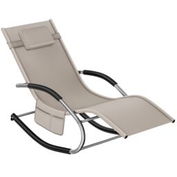 Sun Lounger Taya with a Modern Design, Rocking Function and Breathable Surface Cream beige 1