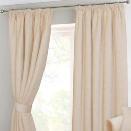 Homescapes Natural Chenille Pencil Pleat Lined Curtains Pair - 66 x 72 Inches