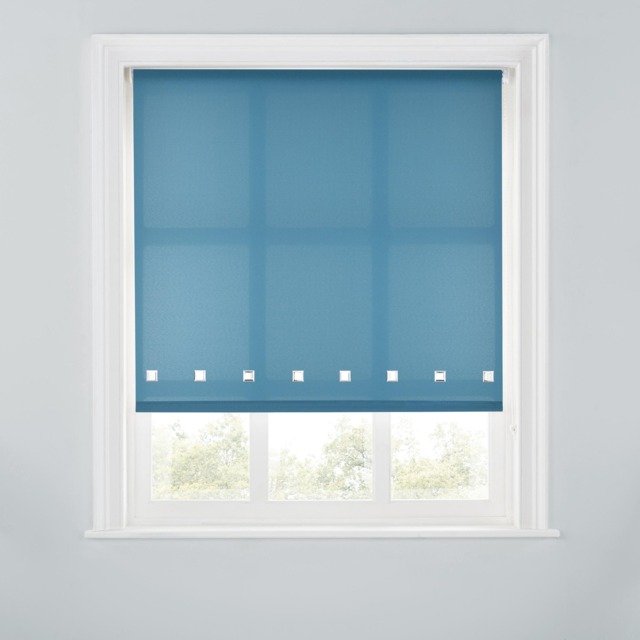 A.Unique Home Premium Quality Trimmable Square Eyelet Window Roller Blind - 5FT - BLUE STONE - 150CM (W) x 170CM (L)