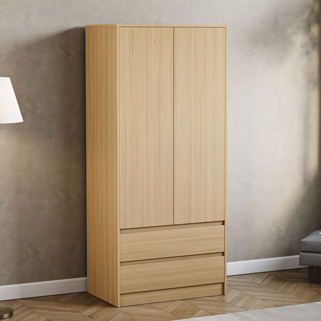 Vida Designs Denver 2 Door 2 Drawer Wardrobe With Shelf & Clothes Rail, Pine