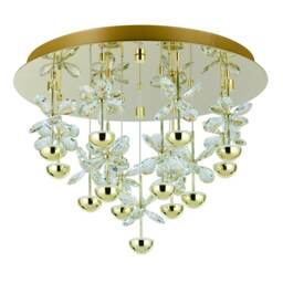 EGLO Pianopoli 3 Brass Ceiling Light - 15 Light LED Crystal Fixture, Dimmable, Warm White Glow