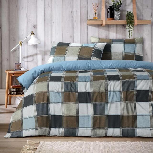 Glencoe Check Duvet Set in Natural - King Brown Natural King