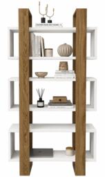 Decorotika Reina Bookcase 3-tier H 150 cm x W 90 cm x D 33 cm Multi White and Walnut 1
