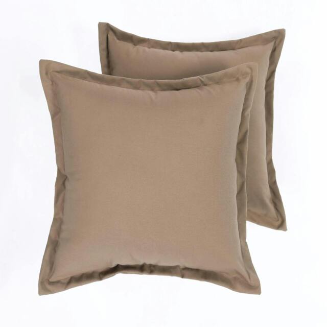 Homescapes Dark Beige Plain Outdoor Cushion 45 x 45 cm - Set of 2 Cream Dark Beige 2