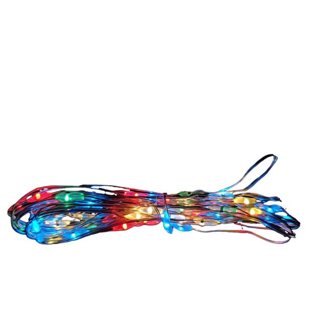 200 LED 10m Premier MicroBrights Indoor Outdoor Christmas Multi Function Battery Operated Lights with Timer on Pin Wire in Multicoloured