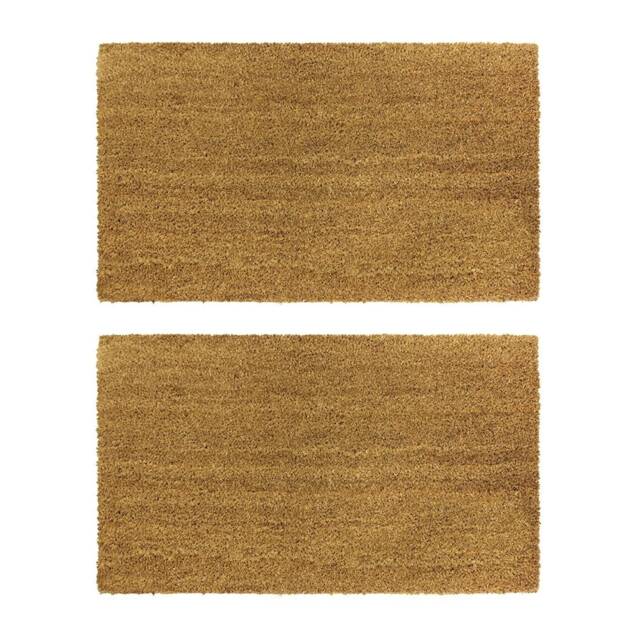 JVL Manor Plain Latex Backed Coir Doormat, 40x70cm, Pack of 2
