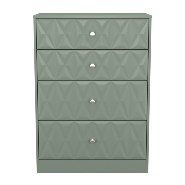Memphis 4 Drawer Deep Chest of Drawers in Reed Green (Ready Assembled) Green Reed Green