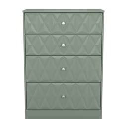 Memphis 4 Drawer Deep Chest of Drawers in Reed Green (Ready Assembled) Green Reed Green