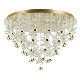 EGLO Pianopoli 3 Brass Ceiling Light - 43 Light Dimmable LED Crystal Chandelier, Warm White, 780mm Diameter