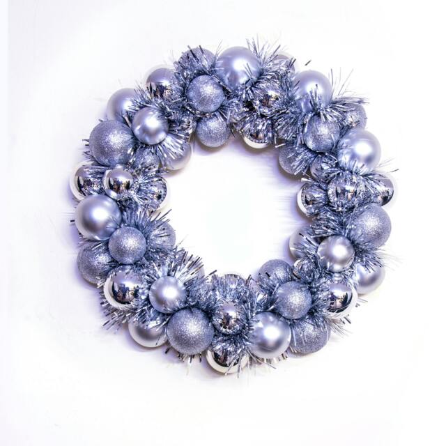 Christmas Tree World 33cm Shatterproof Bauble Wreath - Silver