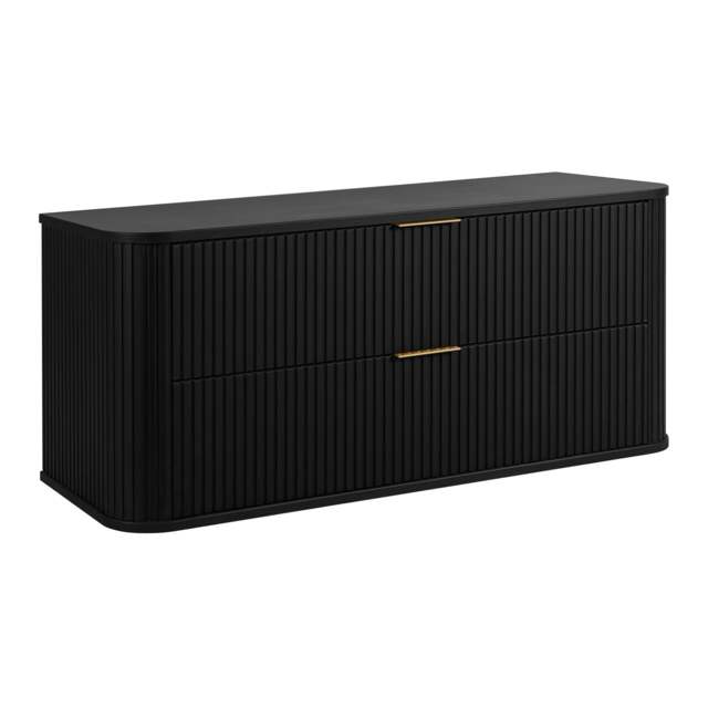 Elegance Glamour Style 2 Drawer Bathroom Vanity Cabinet 120cm - Black Black Black