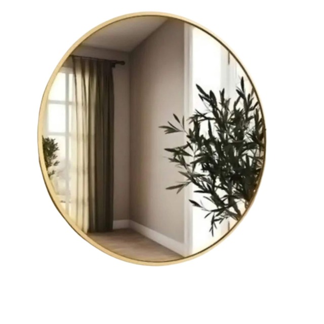 80CM Simple Round Wall Mirror For Bedroom Living Room Gold Gold One Size