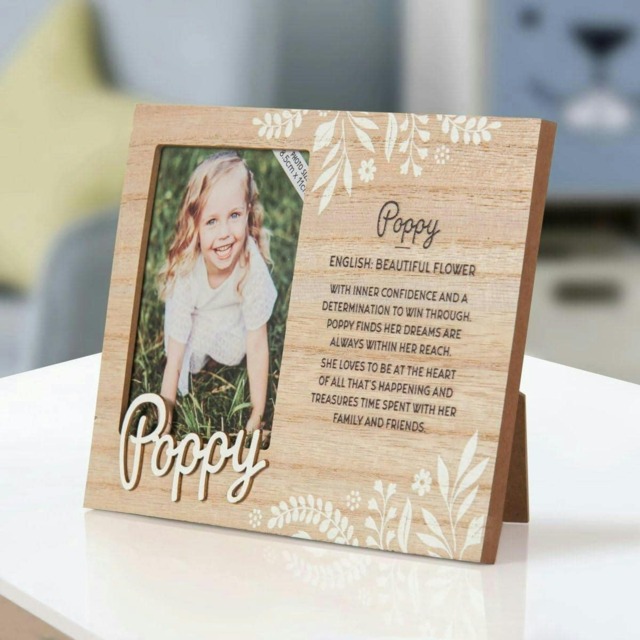 History & Heraldry Pre-Personalised Kids Wooden Picture Frame - Poppy
