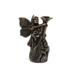 Cane Companions Figurine Antique Bronze Fairy Holding Daffodil