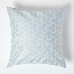 Homescapes Geometric Blue Jacquard Cushion Cover - 60 x 60 cm Blue Blue 60 x 60 cm