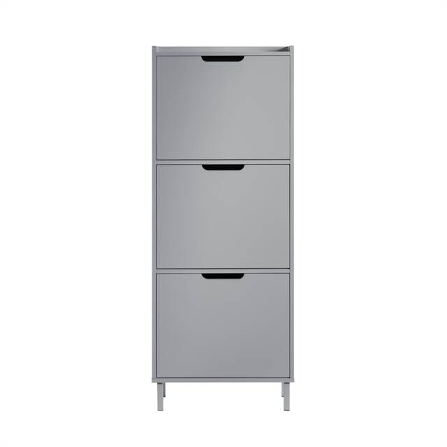 SoBuy FSR151-H-HG,Narrow Shoe Storage Cabinet Organizer Unit with 3 Flip Drawers